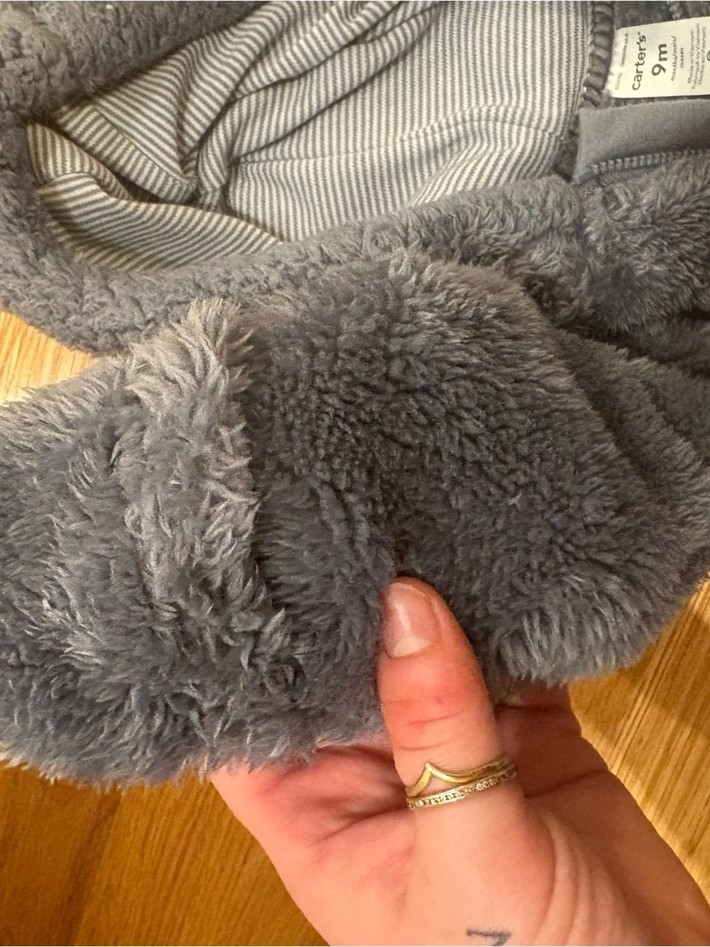 Carter's Plush Hooded Baby One-Piece in Charcoal Gray